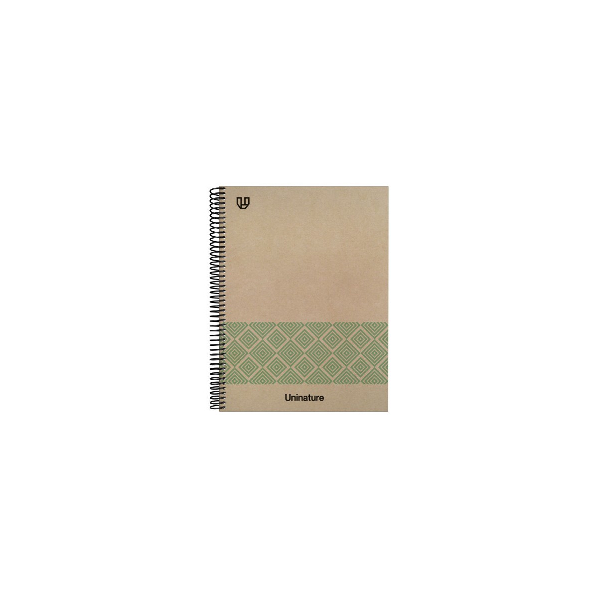 CUADERNO RECICLADO A4 KRAFT SOFT TAPA DURA 80 HOJAS 90GR LISO VERDE UNINATURE 88500420