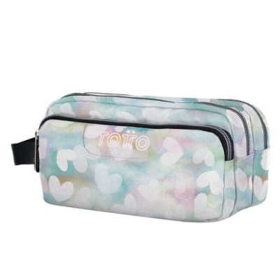 ESTUCHE ESCOLAR TRES COMPARTIMENTOS CORAZONES PASTEL TOTTO AC52ECO009 2311Z 4HX