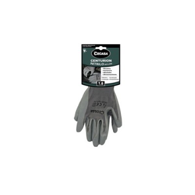 GUANTES DE TRABAJO CENTURION NITRILO NYLON GRIS T8 MEDIANA M CEGASA 327099