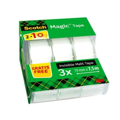 PACK 21 ROLLOS CINTA INVISIBLE 19MM X 75M MAGICCON DISPENSADOR 8 1975C3 SCOTH 7100088375