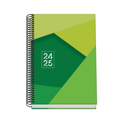 AGENDA ESCOLAR 2024 2025 TAMANO A5 TAPA CARTON FORRADO DiA PaGINA TANGRAM BASIC VERDE DOHE 51742