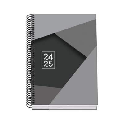 AGENDA ESCOLAR 2024 2025 TAMANO A5 TAPA CARTON FORRADO DiA PaGINA TANGRAM BASIC NEGRO DOHE 51743