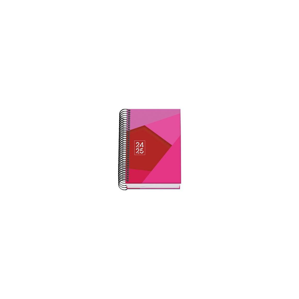 AGENDA ESCOLAR 2024 2025 TAMANO A6 TAPA CARTON FORRADO DiA PaGINA TANGRAM BASIC ROSA DOHE 51749