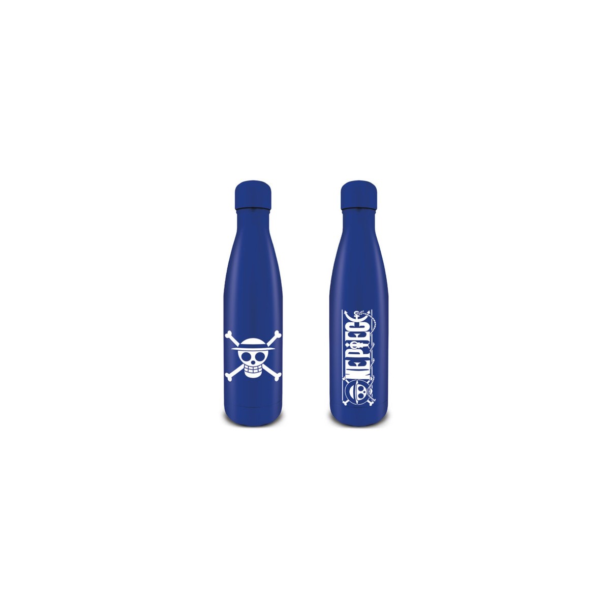 BOTELLA METaLICA LOGO ONE PIECE EMBLEMA PIRATAS SOMBRERO DE PAJA AZUL 540 ML PYRAMID MDB25506