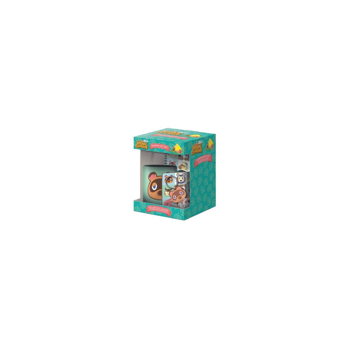 SET DE REGALO TAZA CUADERNO LLAVERO Y POSAVASOS ANIMAL CROSSING NEW HORIZON FACES PYRAMID GP85812