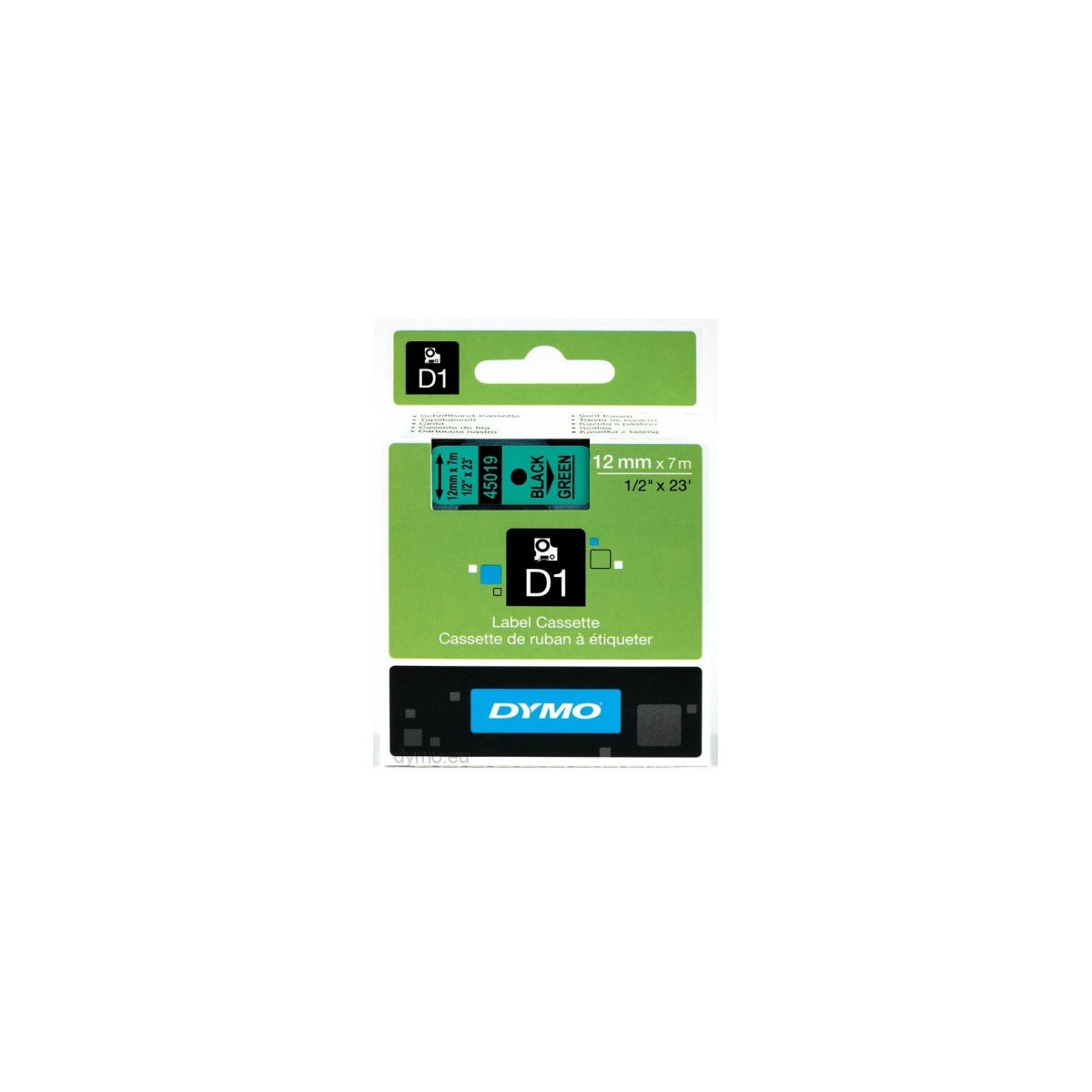 CINTA ROTULADORA D1 12MMX7M NEGRO VERDE DYMO S0720590