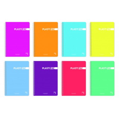 CUADERNO SERIE PLASTIPAC 90 GRS TAPA POLIPROPILENO FOLIO 215X310MM 80 HOJAS CUADRiCULA 5X5 CON MARGEN SURTIDO PACSA 16468