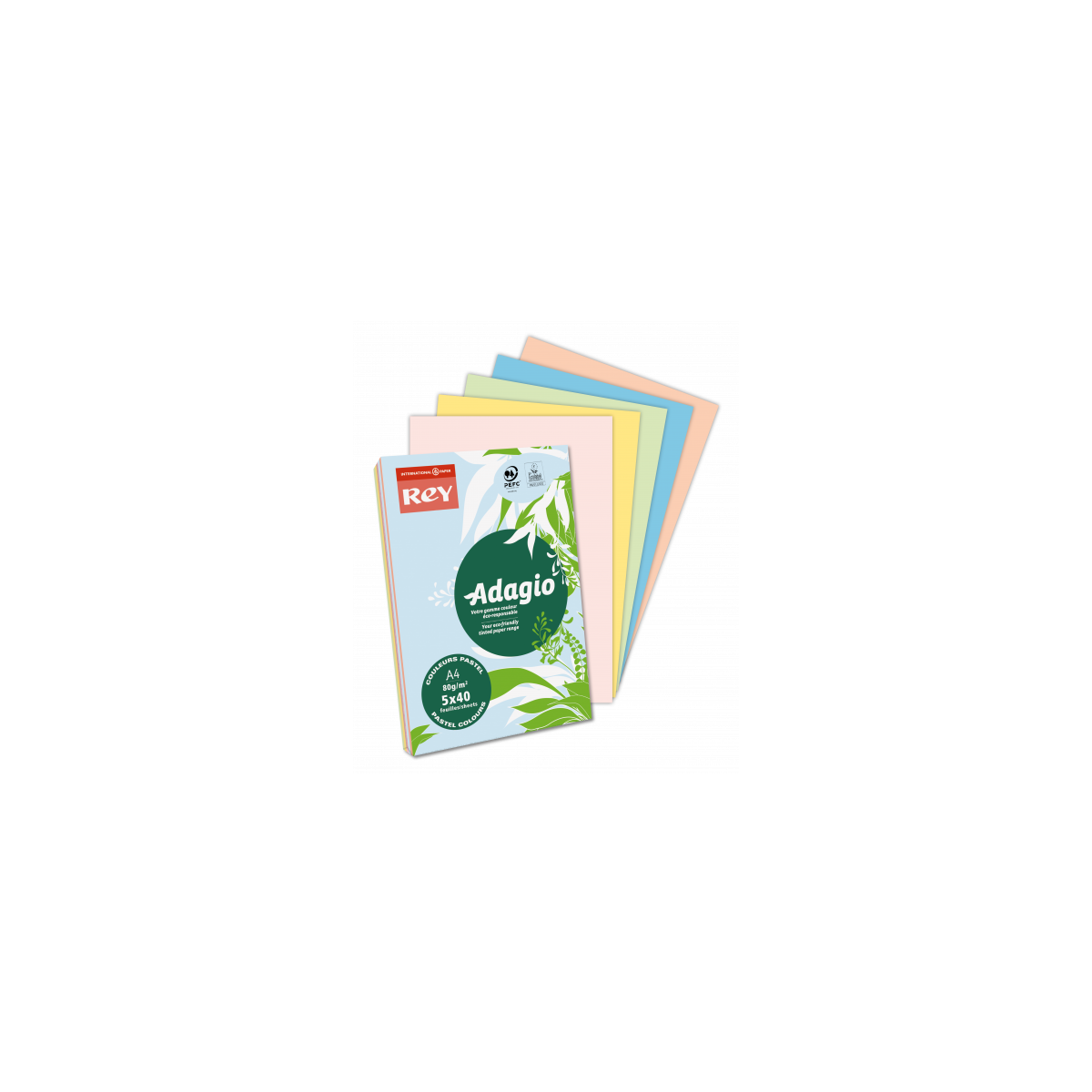 PAQUETE 500H PAPEL 80GR A4 VERDE ESMERALDA PALIDO ADAGIO 156227