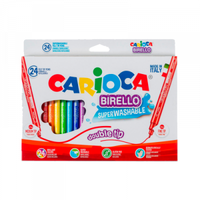 CAJA 24 ROTULADORES COLORES DOBLE PUNTA BIRELLO CARIOCA 41521