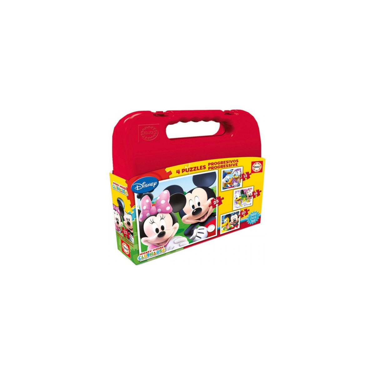 MALETA PUZZLES PROGRESIVOS MICKEY MOUSE 12 16 20 25 DE 3 6 ANOS EDUCA BORRAS 16505