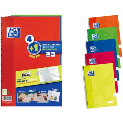 PACK 41 CUADERNO ESPIRAL CLASSIC W E FOLIO 80 HOJAS 4X4 CON MARGEN COLORES VIVOS OXFORD 400122761