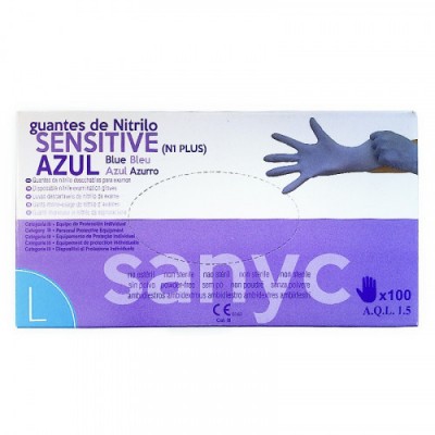 PAQUETE DE 100 GUANTES NITRILO SENSITIVE S P T G P 100 EXAMEN SANICEN GU105