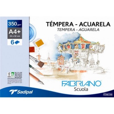 PACK 10 SOBRES DE 6 HOJAS PAPEL TEMPERAACUARELA 350 GR A4 24 X 32 CM BLANCO FABRIANO F74233260