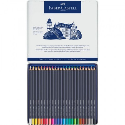 ESTUCHE DE METAL CON 24 LaPICES DE COLORES GOLDFABER FABER CASTELL 114724