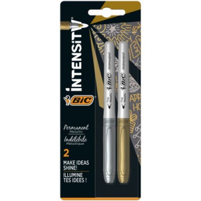 BLISTER 2 MARCARDORES PERMANENTE ORO PLATA BIC 900340