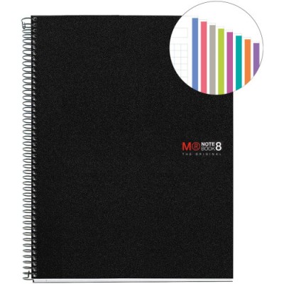 CUADERNO ESPIRAL NB 8 A4 200 HOJAS 5X5MM POLIPROPILENO NEGRO MIQUELRIUS 42006