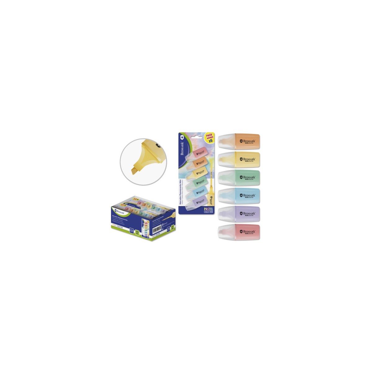 Bismark Mini Rotulador Fluorescente Pastel Blister 6 Uds