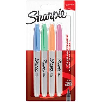 Sharpie 2065402 marcador permanente Fibre tip Azul Verde Naranja Rosa 4 piezas