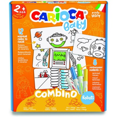 SET BABY COMBINO 2 ROBOTS 8 ROTULADORES CARIOCA 42896