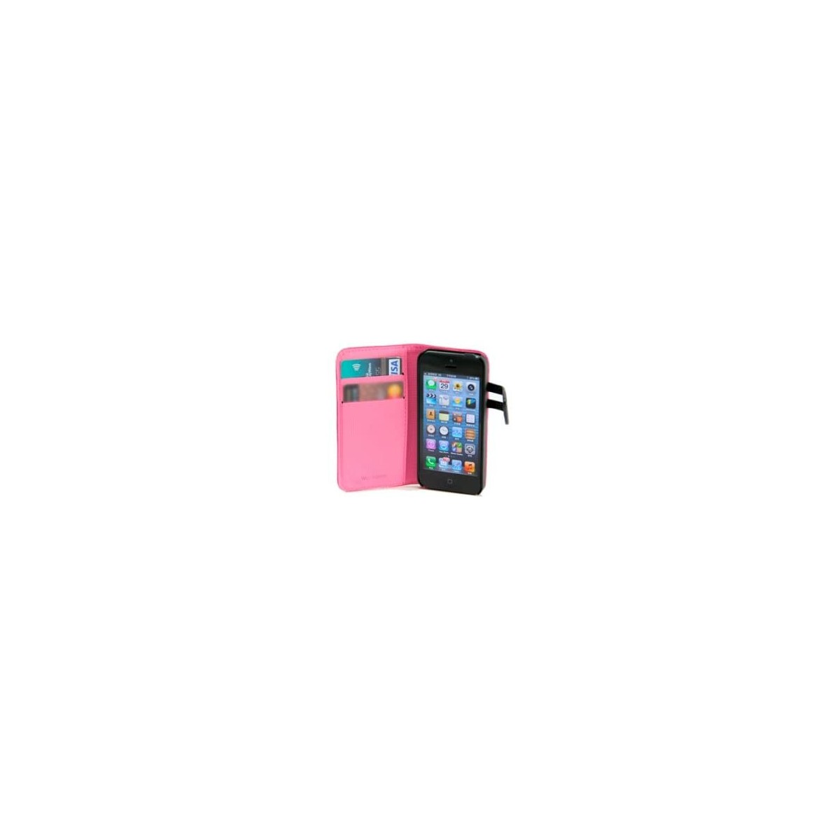 FUNDA WAZZABEE PARA IPHONE 5 POLIPIEL MARCO INTERIOR PLASTICO CIERRE MAGNETICO ROSA WB M30WP PK