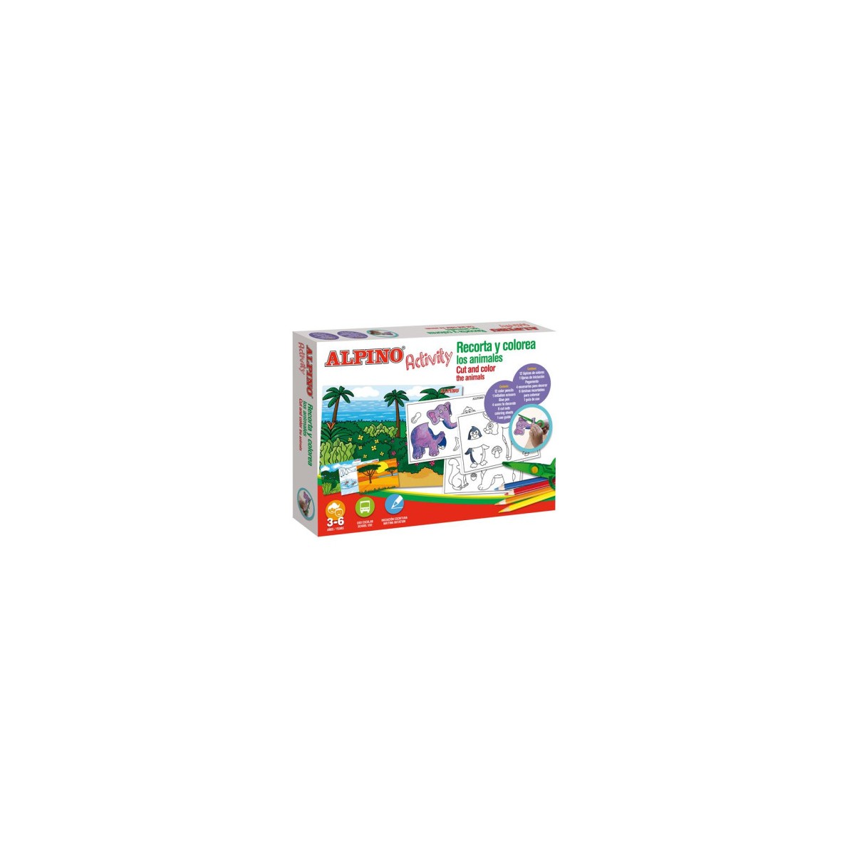 SET ACTIVITY RECORTO Y COLOREO ANIMALES ALPINO AC000004