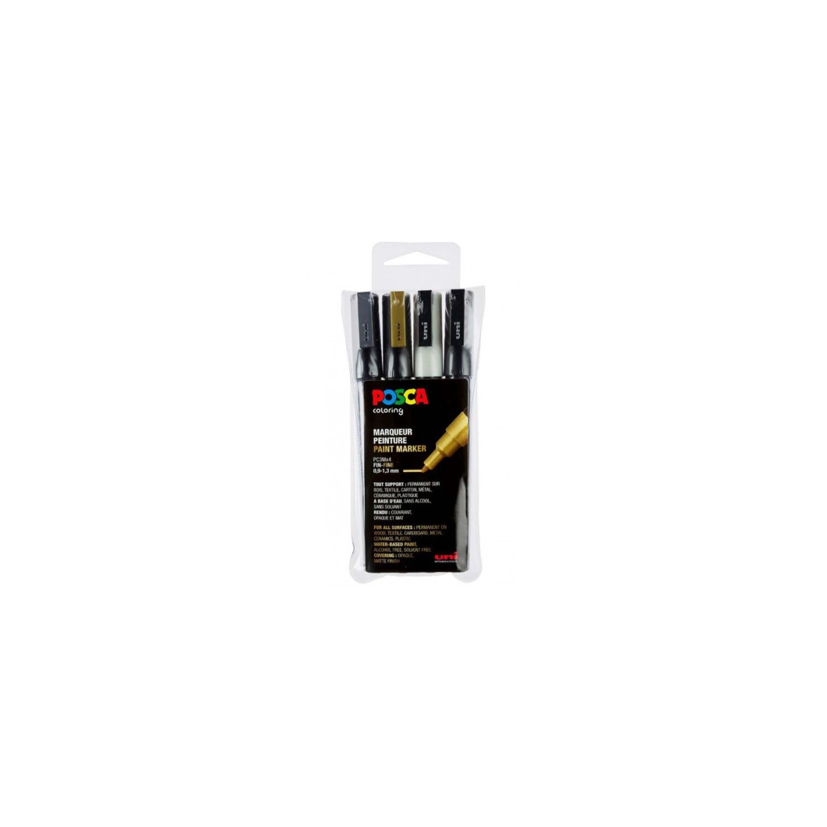 ESTUCHE 4 UDS PC 3M GSWB POSCA UNIBALL 182634673