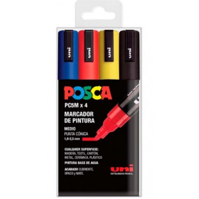 ESTUCHE 4 UDS PC 5M BASIC POSCA UNIBALL 182634681