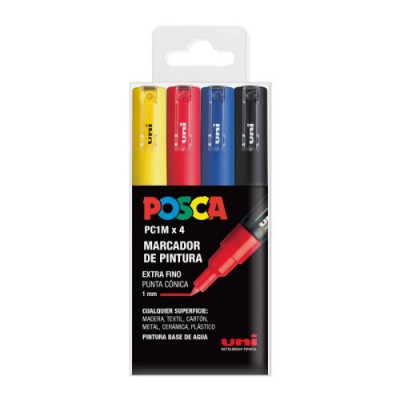 ESTUCHE 4 UDS PC1M BASIC POSCA UNIBALL 182634668