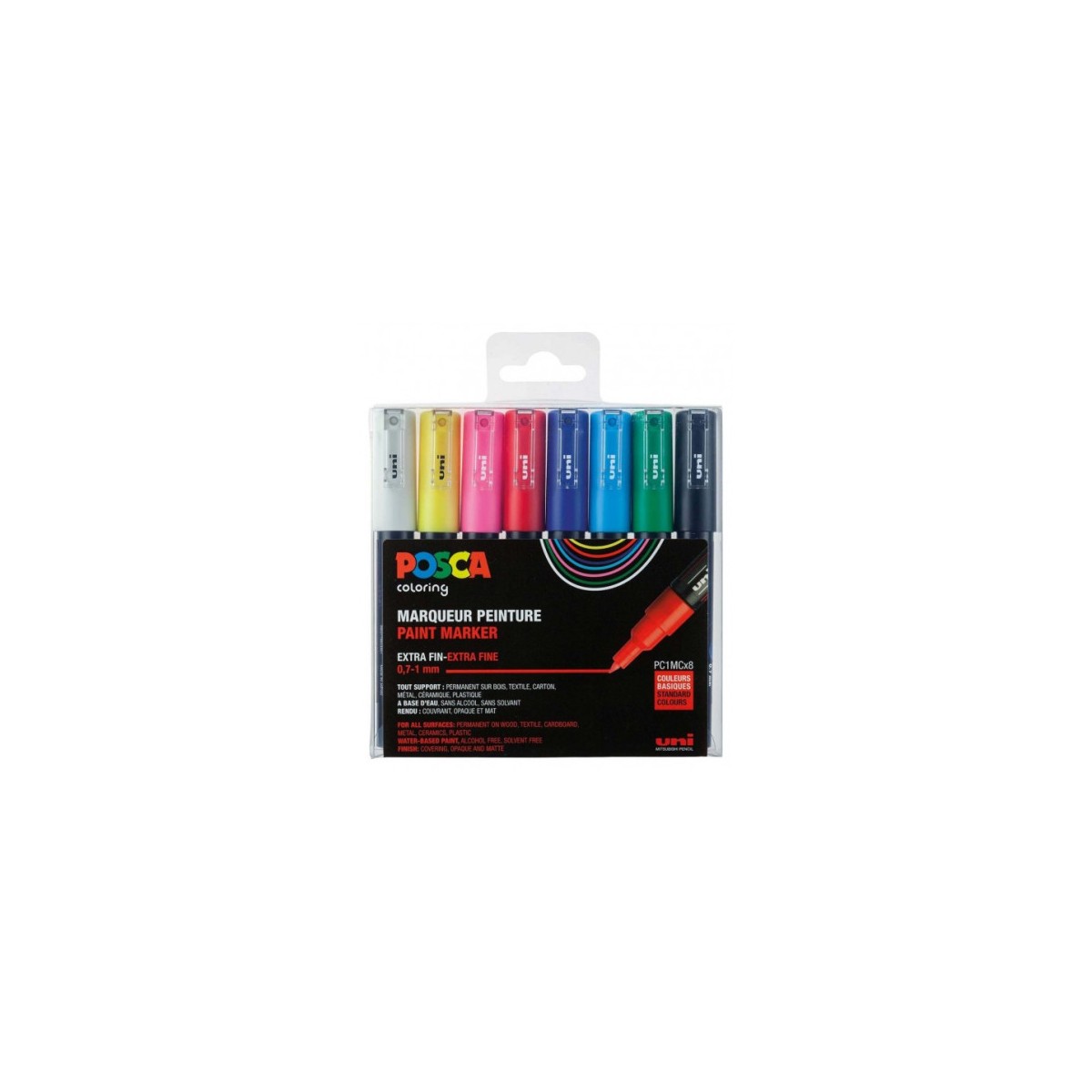 ESTUCHE 8 UDS PC1M BASIC POSCA UNIBALL 182634667