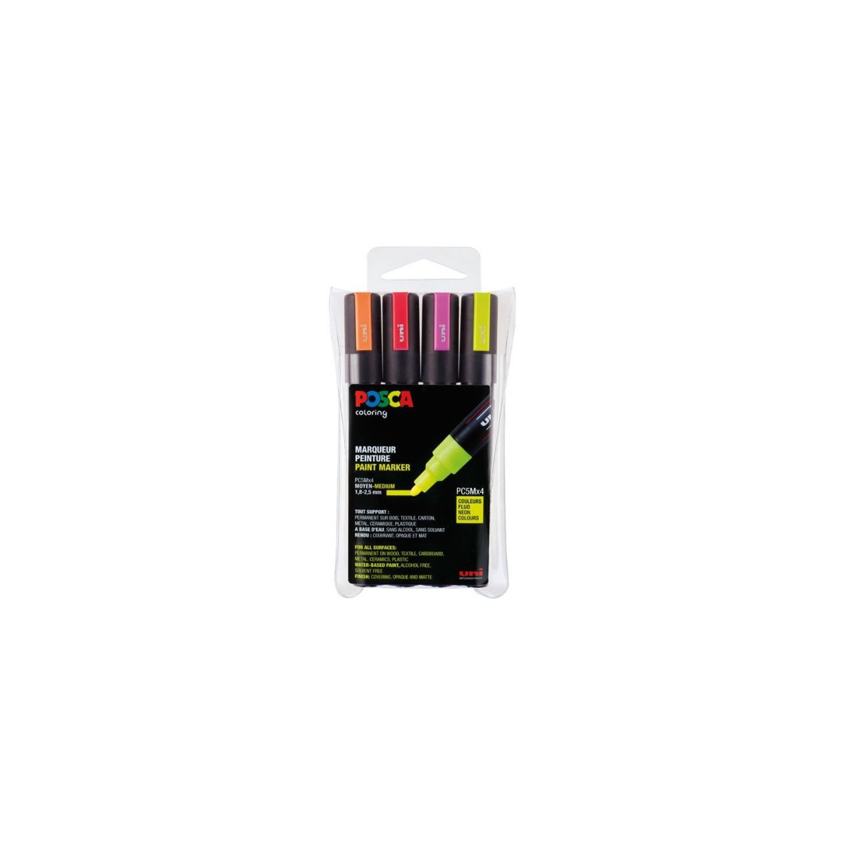 ESTUCHE 4 UDS PC 5M FLUOR POSCA UNIBALL 182634682