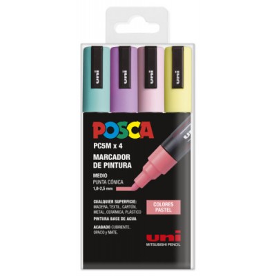 ESTUCHE 4 UDS PC 5M PASTEL POSCA UNIBALL 182634811