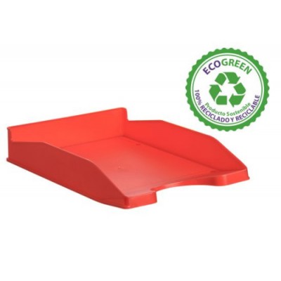 BANDEJA ECOGREEN 100 RECICLADO Y RECICLABLE APILABLE DIN A4 Y FOLIO MEDIDAS 345X255X60 MM COLOR ROJO ARCHIVO 2000 742 RJ