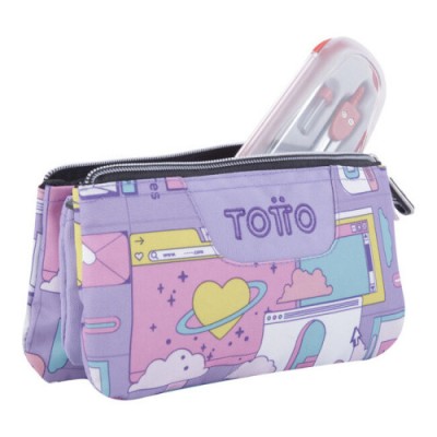 ESTUCHE ESCOLAR TRES COMPARTIMENTOS MORADO CIBER TABLERO TOTTO AC52ECO012 2210Z 2QI