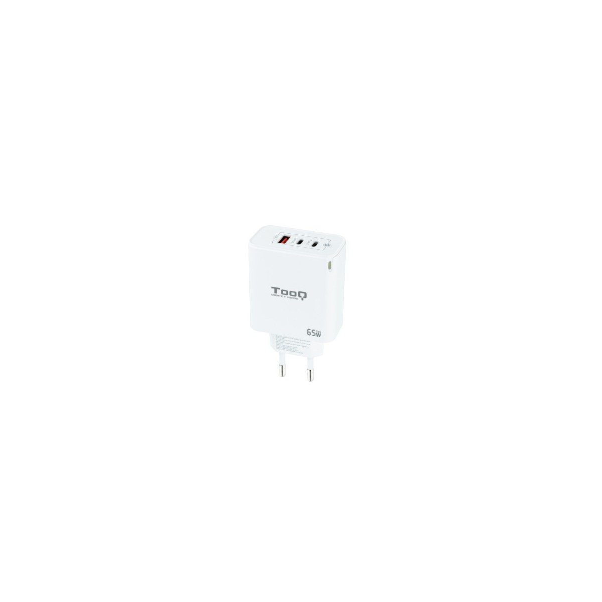 TooQ Cargador de Pared GaN 2USB C PD USB A QC 65W Blanco